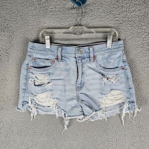 American Eagle Outfitters 90's Boyfriend Shorts Womens 6 Blue Denim Distressed‎